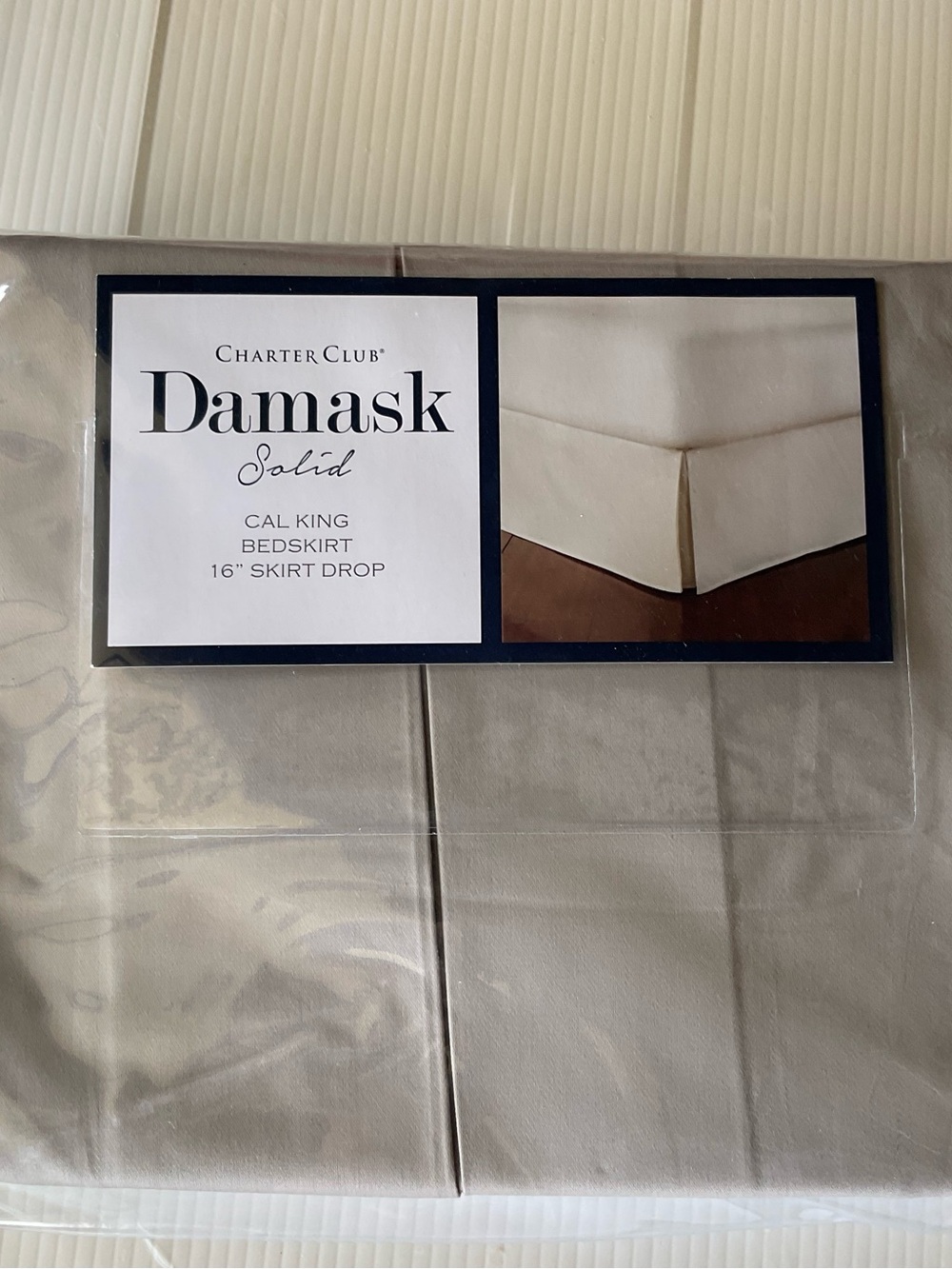 New Charter Club Light Taupe Damask Cal King Bedskirt
